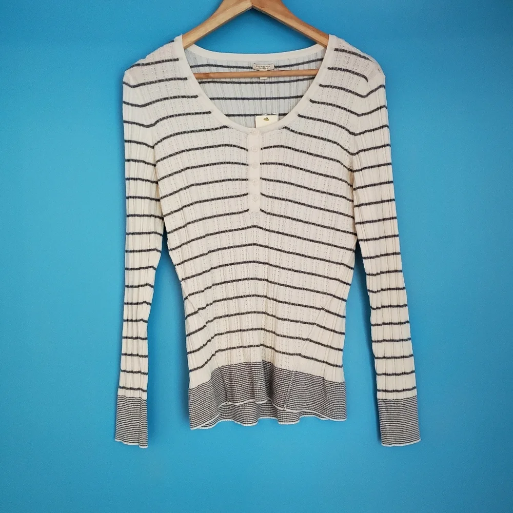 NEW Sonoma Sweater Size PL Striped Soft Knit